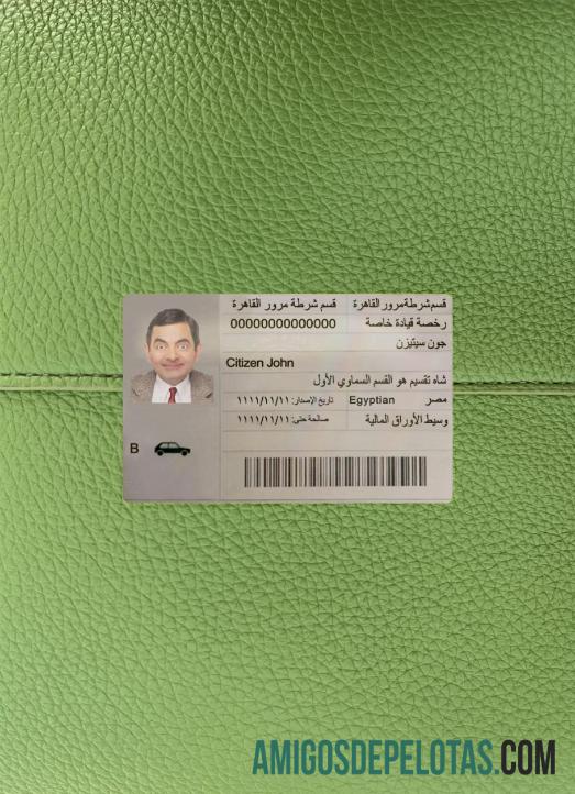 Carteira de motorista do Egito fotolook frente exemplo real